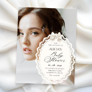 Convites Elegante estética coquete foto chá de bebê