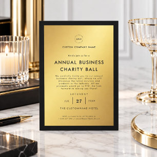 Convites Elegante Estilo Dourado Preto Logotipo de Negócios