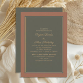 Convites Elegante Estilo Ferrugem Musgo Verde Casamento de