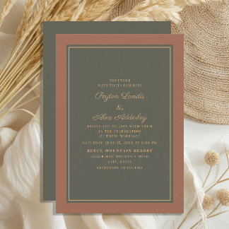 Convites Elegante Estilo Ferrugem Musgo Verde Casamento de 