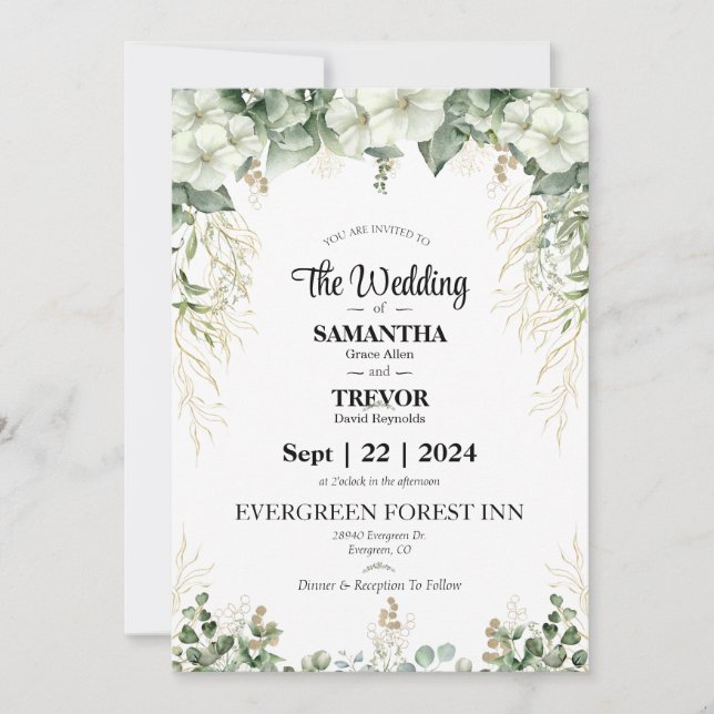Convites Elegante Eternidade Dia de Casamento  (Frente)