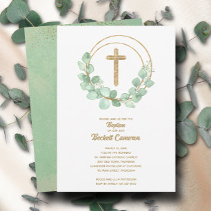 Convites Elegante Eucalyptus Baptism