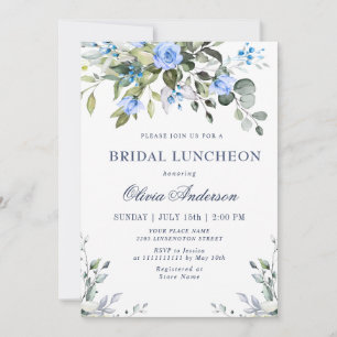 Convites Elegante Eucalyptus Blue Rosa BRIDAL LUNCHEON