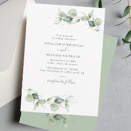 Convites Elegante Eucalyptus Deixa Casamento Russo Verde