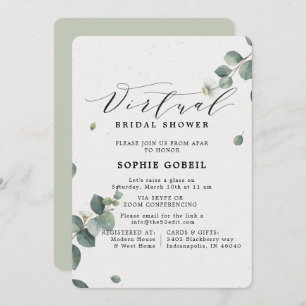 Convites Elegante Eucalyptus Floral VIRTUTAL Chá de panela