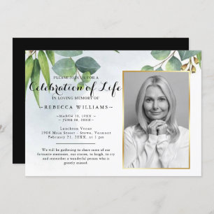 Convites Elegante Eucalyptus Foto Celebração da Vida