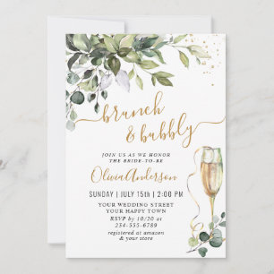 Convites Elegante Eucalyptus Greenery Brunch e Bubble