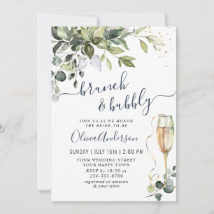 Convites Elegante Eucalyptus Greenery Brunch e Bubble