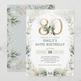 Convites Elegante Eucalyptus Greenery Dourado 80 de Anivers