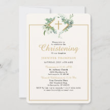Elegante Eucalyptus Greenery Dourado Christening