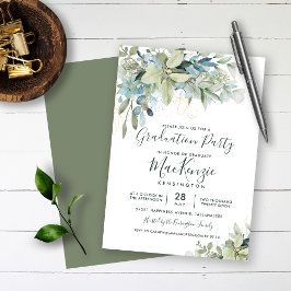 Convites Elegante Eucalyptus Greenery Festa de formatura