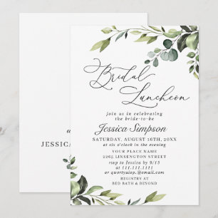 Convites Elegante Eucalyptus Watercolor Bridal Luncheon