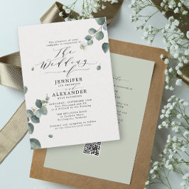 Convites Elegante Eucalyptus Wedding All in One RSVP Código