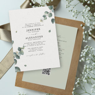 Convites Elegante Eucalyptus Wedding All in One RSVP Código