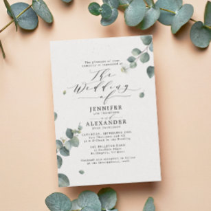 Convites Elegante Eucalyptus Wedding All in One RSVP Código