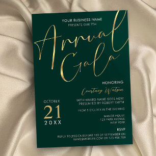 Convites Elegante Evento Anual da Empresa Verde e Dourado G