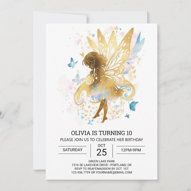 Convites Elegante Fairycore Birthday Bliss (Frente)