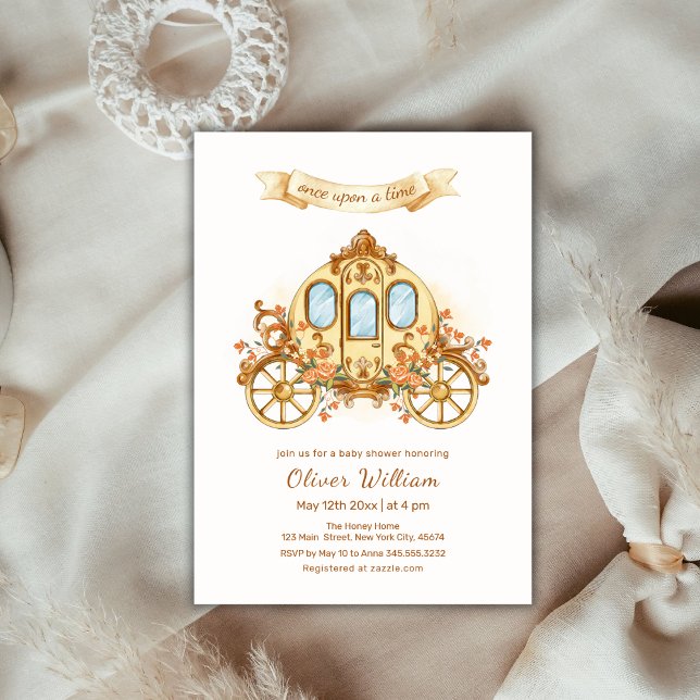 Convites Elegante Fairytale Prince Carruagem Chá de fraldas (Elegant Fairytale Prince Carriage Baby Shower Invitation)