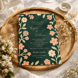 Convites Elegante Fantasia Verde Fronteira Floral Casamento