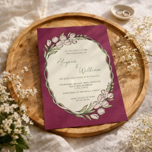 Convites Elegante Fantasioso Bordado Floral Roxo Casamento