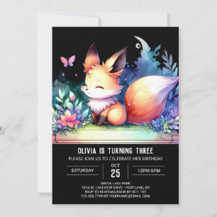 Convites Elegante Fantasy Fox Birthday digital