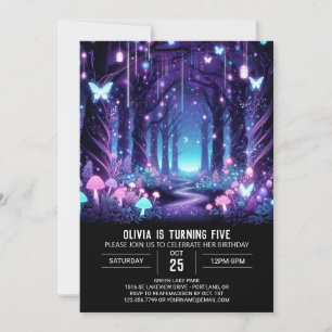 Convites Elegante Fantasy Woodland Digital Birthday