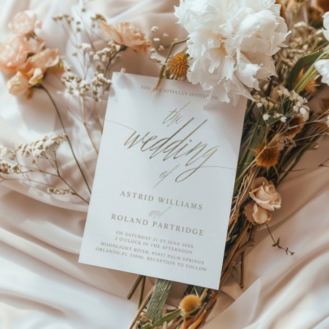 Convites Elegante Faux Calliografia Dourada Casamento de (Criador carregado)