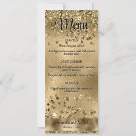 Convites Elegante Faux Dourado Glitter e Foil Weding Menu