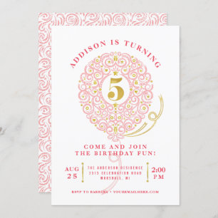 Convites Elegante Faux Foil Lacy Balloon 5 Festa de anivers
