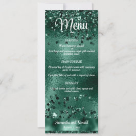 Convites Elegante Faux Green Glitter e Foil Weding Menu