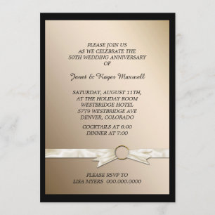 Convites Elegante Faux Laço Aniversário de Bodas de Ouro