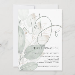 Convites Elegante Fazemos Casamento De Folhagem De Aquarela