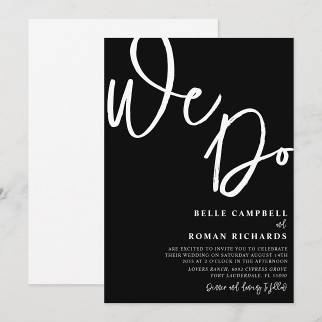 Convites Elegante Fazemos Casamento Preto e Branco (Frente/Verso)