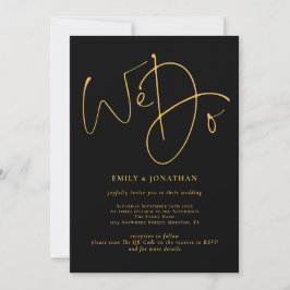 Convites Elegante Fazemos Ouro Script QR Code Casamento Pre