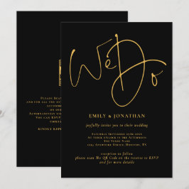 Convites Elegante Fazemos Ouro Script QR Code Casamento Pre