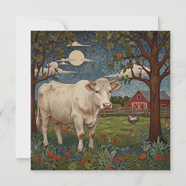 Convites Elegante fazenda de vaca-chic-boho (Frente)