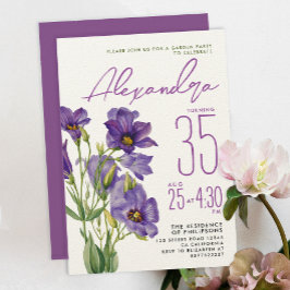 Convites Elegante Feminino Flores Violeta Roxo Botânico