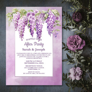 Convites Elegante Festa Após Casamento Floral de Wisteria