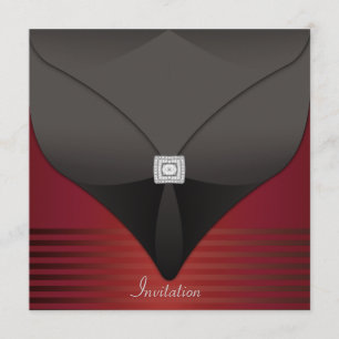 Convites Elegante Festa Contemporânea Preta Vermelha