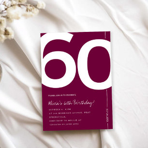 Convites Elegante Festa de 60 Anos em Borgonha
