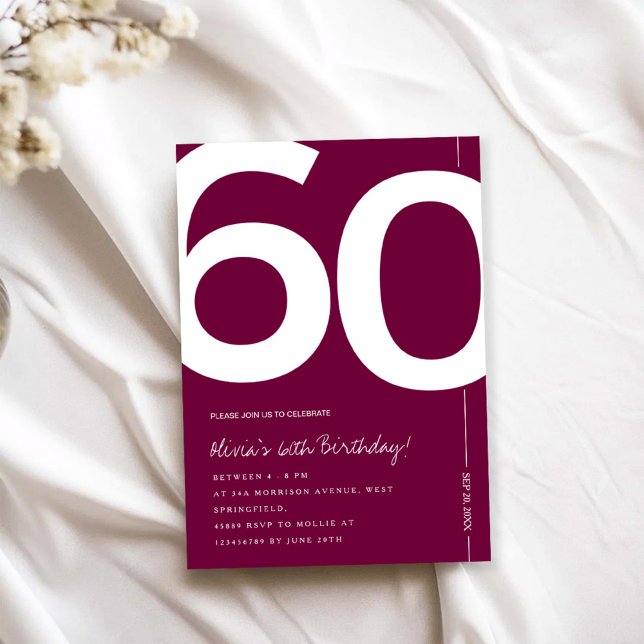 Convites Elegante Festa de 60 Anos em Borgonha (Criador carregado)