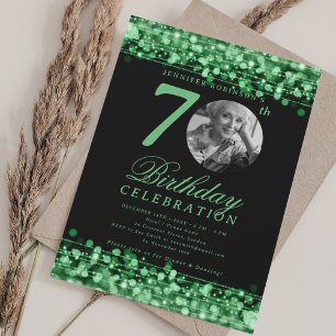 Convites Elegante festa de 70 anos com luzes verdes