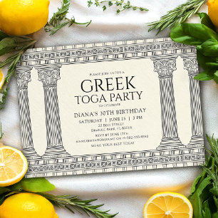 Convites Elegante festa de aniversário com toga grega e tem