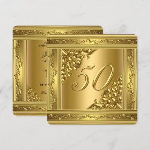 Convites Elegante Festa de Aniversário de 50 Anos Dourado Á