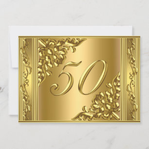 Convites Elegante Festa de Aniversário de 50 Anos Dourado Á