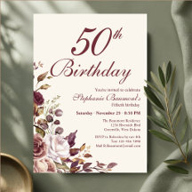 Elegante festa de aniversário de 50 anos em burgun