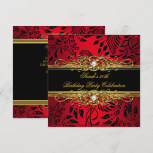 Convites Elegante festa de aniversário de 50 anos em vermel
