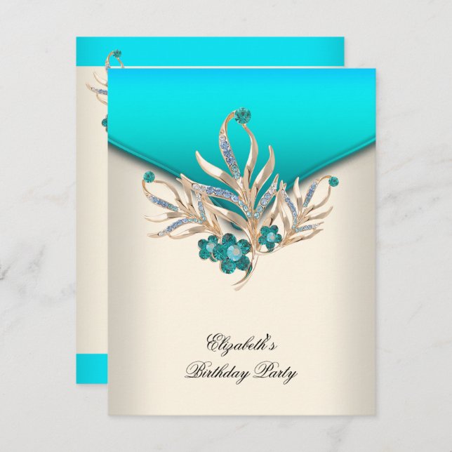 Convites Elegante Festa de aniversário de Joias Brancas de  (Frente/Verso)