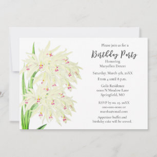 Convites Elegante Festa de aniversário de Orquídeas Brancas