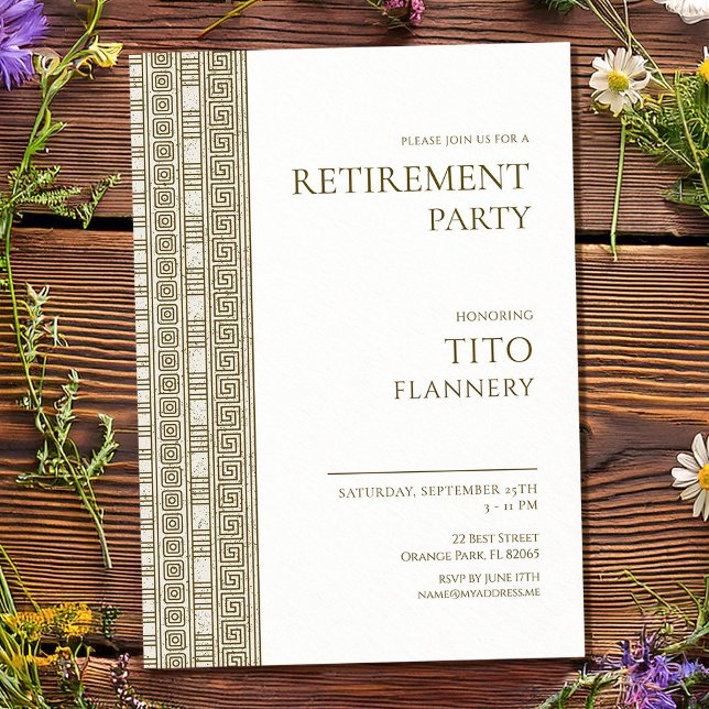 Convites Elegante festa de aposentadoria grega (Criador carregado)